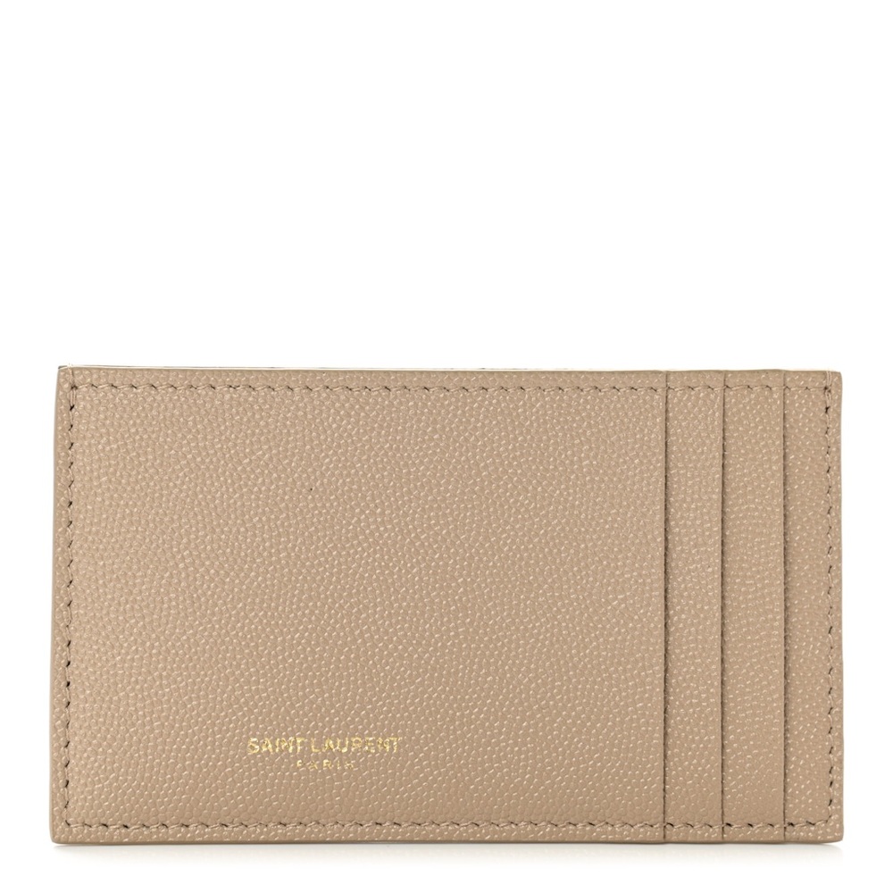 Brand New!!! YSL Saint Laurent Fragmented Card Case Beige Leather Holder Wallet